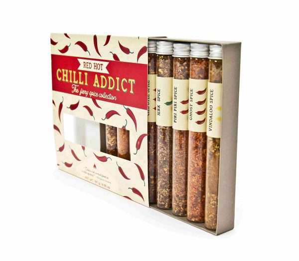 Red Hot Chilli Addict | 8 Chilli-Heads Spice Gift Set | Slide out Tray with Glass Test Tubes - Image 4