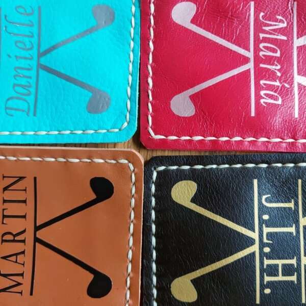 personalised leather golf tee holders
