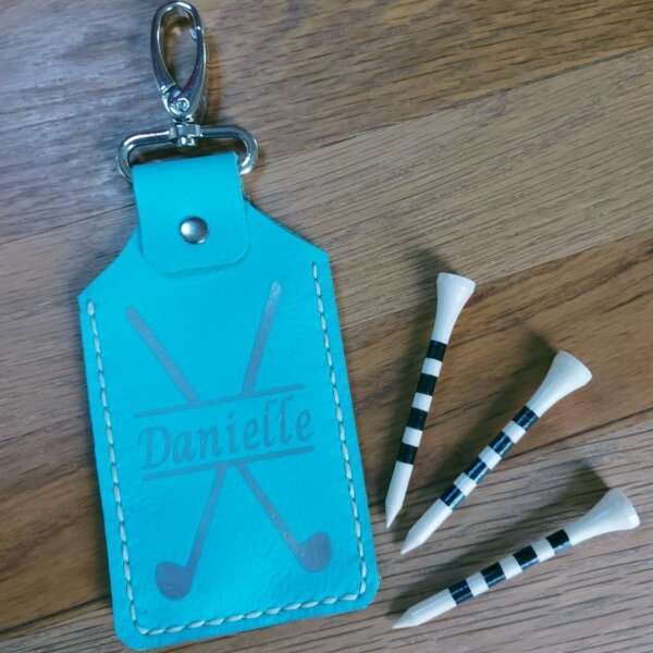 turquoise leather golf tee holders