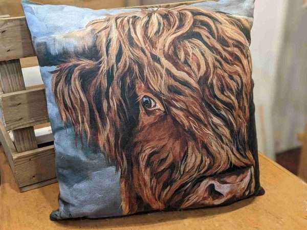 Lockdown cow cushion scaled The Highland cow cushions are all made in the UK The Highland cow cushions are made in a high quality faux suede soft fabric. ( The fabric feels lovely and soft) <strong>Cushion shipped abroad are without the filling</strong> Postage in the UK is free