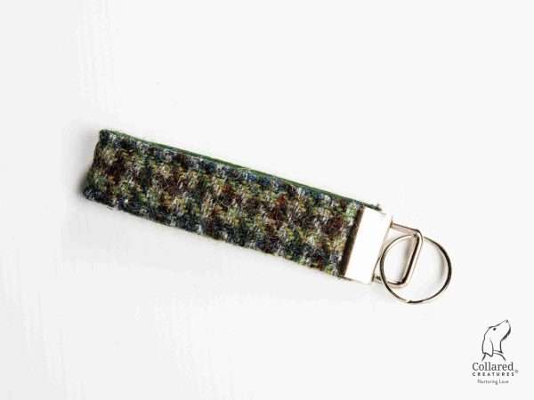 Collared Creatures Autumn Houndstooth Luxury Harris Tweed Keyring | Key Fob
