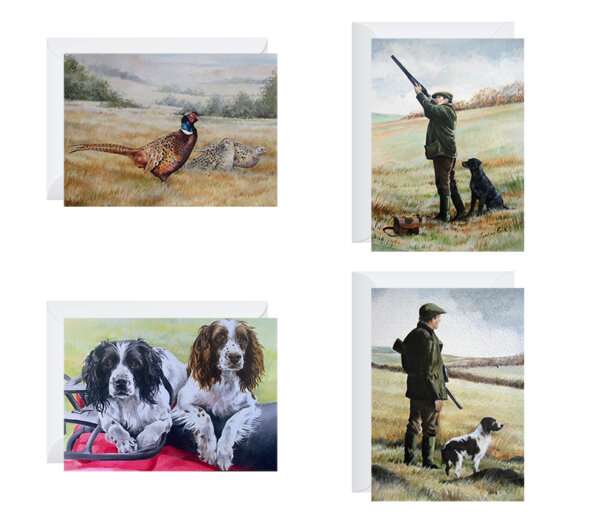 Caroline Cook Country Sports Cards Greeting Cards No message In packs of 8 Size 14 x 19.5cm and 19.5 x 14cm Free postage
