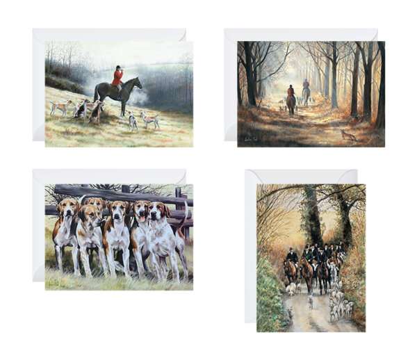 Caroline Cook Hunting Cards Greeting Cards No message In packs of 8 Size 14 x 19.5 and 19.5 x 14 Free postage
