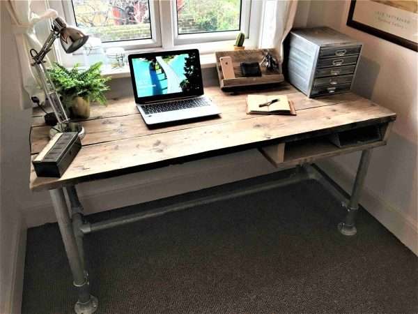 Ashwood Desk - Office Desk, Custom Made From Reclaimed Scaffold Boards For Rustic, Industrial Look - Image 2