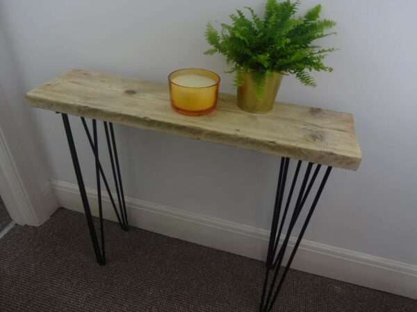 Bruntsfield - Hairpin Side table - Side Table using reclaimed scaffold boards and hairpin legs. Also known as Console/ Accent/ Foyer/ Farmhouse/ End Table - Image 7