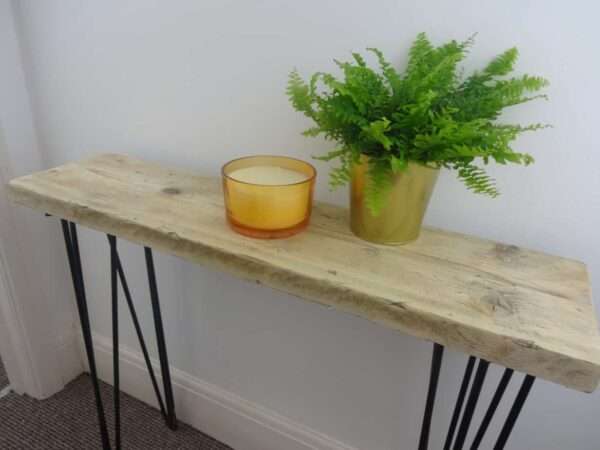 Bruntsfield - Hairpin Side table - Side Table using reclaimed scaffold boards and hairpin legs. Also known as Console/ Accent/ Foyer/ Farmhouse/ End Table - Image 10