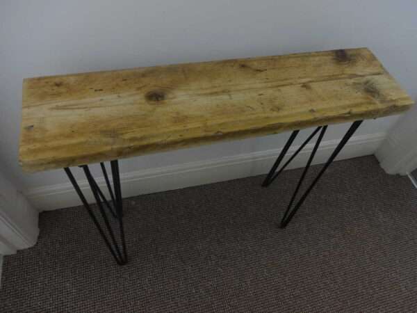 Bruntsfield - Hairpin Side table - Side Table using reclaimed scaffold boards and hairpin legs. Also known as Console/ Accent/ Foyer/ Farmhouse/ End Table - Image 11