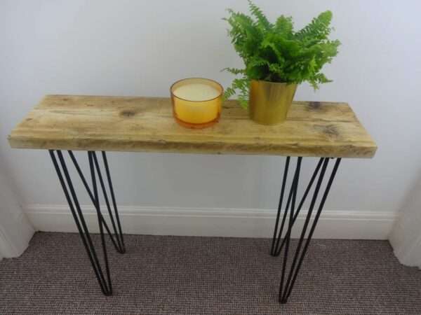 Bruntsfield - Hairpin Side table - Side Table using reclaimed scaffold boards and hairpin legs. Also known as Console/ Accent/ Foyer/ Farmhouse/ End Table - Image 12