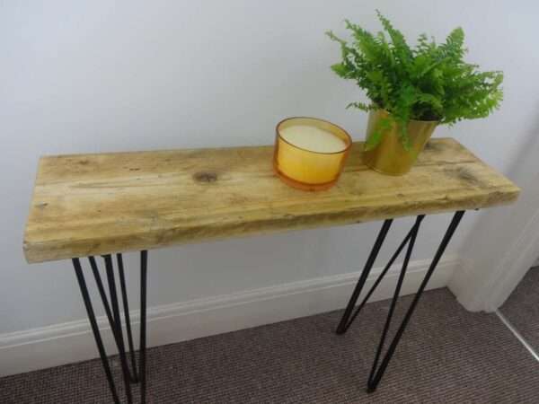Bruntsfield - Hairpin Side table - Side Table using reclaimed scaffold boards and hairpin legs. Also known as Console/ Accent/ Foyer/ Farmhouse/ End Table - Image 13