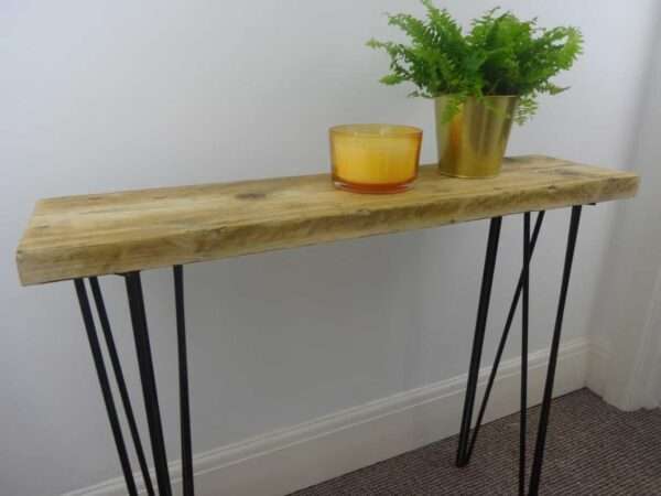Bruntsfield - Hairpin Side table - Side Table using reclaimed scaffold boards and hairpin legs. Also known as Console/ Accent/ Foyer/ Farmhouse/ End Table - Image 14