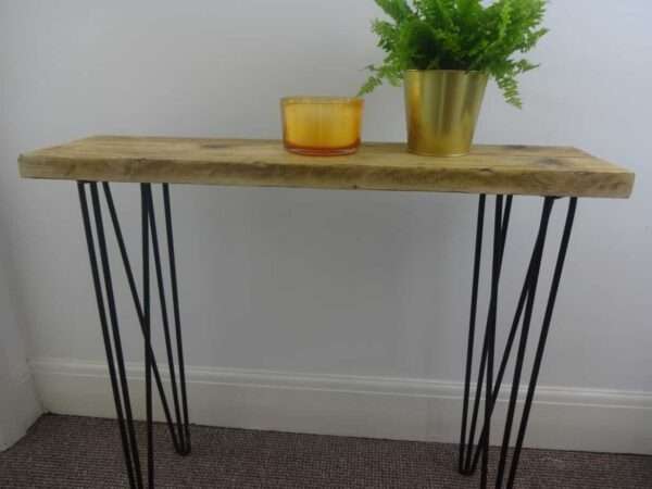 Bruntsfield - Hairpin Side table - Side Table using reclaimed scaffold boards and hairpin legs. Also known as Console/ Accent/ Foyer/ Farmhouse/ End Table - Image 15