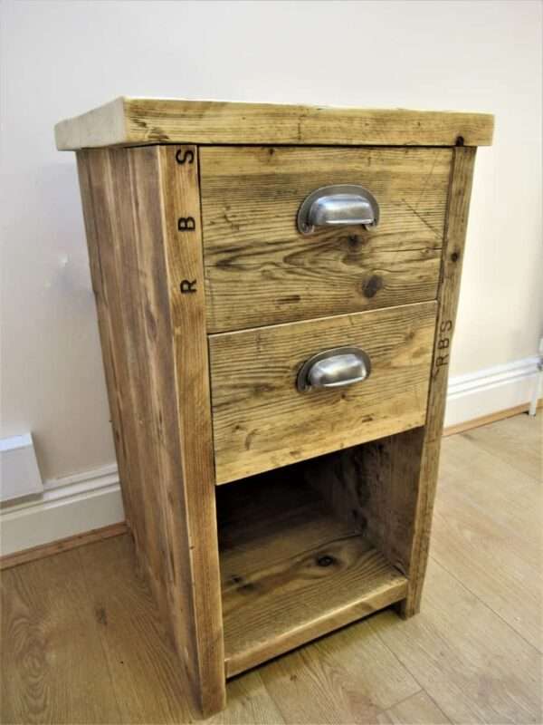 Bedroom Side Table With Shelf - Office Storage Unit - Using Reclaimed Wooden Scaffold Boards. - Image 7