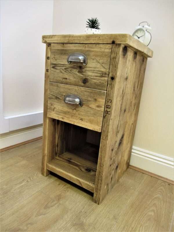 Bedroom Side Table With Shelf - Office Storage Unit - Using Reclaimed Wooden Scaffold Boards. - Image 6
