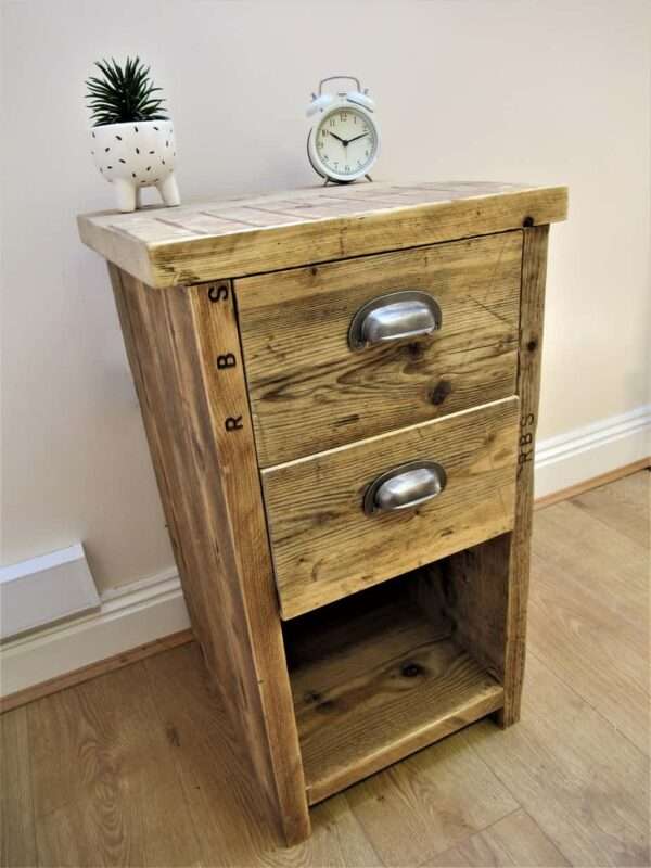Bedroom Side Table With Shelf - Office Storage Unit - Using Reclaimed Wooden Scaffold Boards. - Image 4
