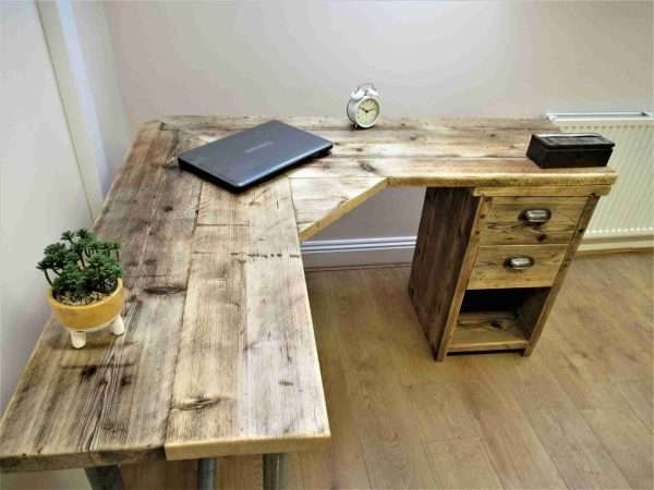 Ashwood - Corner Two board Mitre Desk with under desk Cupboard, Storage Unit