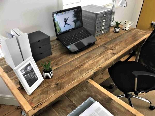 Richmond Corner Desk Office Desk, Custom Made From Reclaimed Scaffold Boards For Rustic, Industrial Look - Image 5