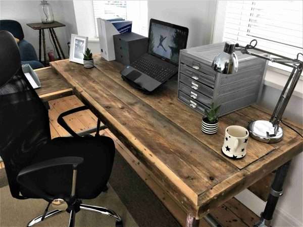 Richmond Corner Desk Office Desk, Custom Made From Reclaimed Scaffold Boards For Rustic, Industrial Look - Image 6