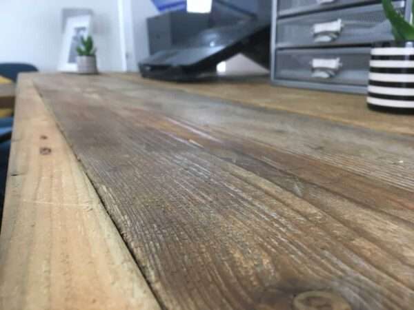Richmond L Shape Reception Table - Office desk, custom made from reclaimed scaffold boards for rustic, industrial look - Image 8