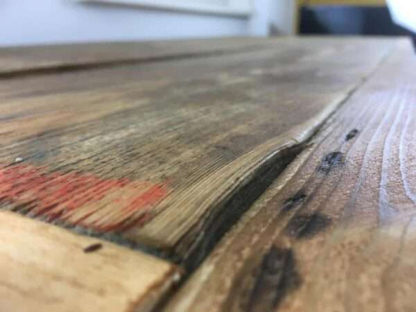 Richmond L Shape Reception Table - Office desk, custom made from reclaimed scaffold boards for rustic, industrial look - Image 7