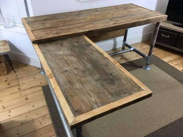 Richmond L Shape Reception Table - Office desk, custom made from reclaimed scaffold boards for rustic, industrial look - Image 6