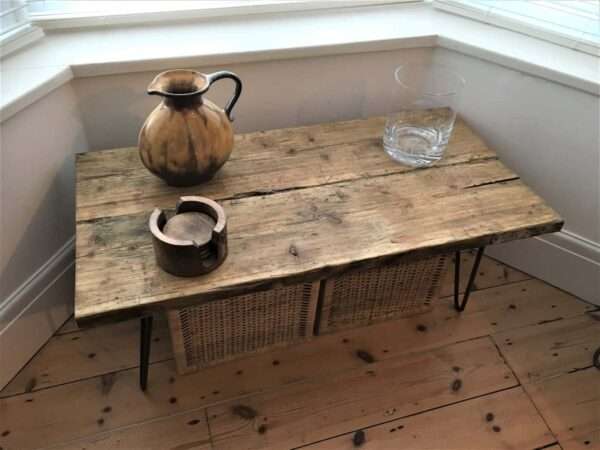 Bruntsfield Coffee Table - Scaffold Board Coffee Table with Hairpin Legs. Reclaimed materials only. - Image 7