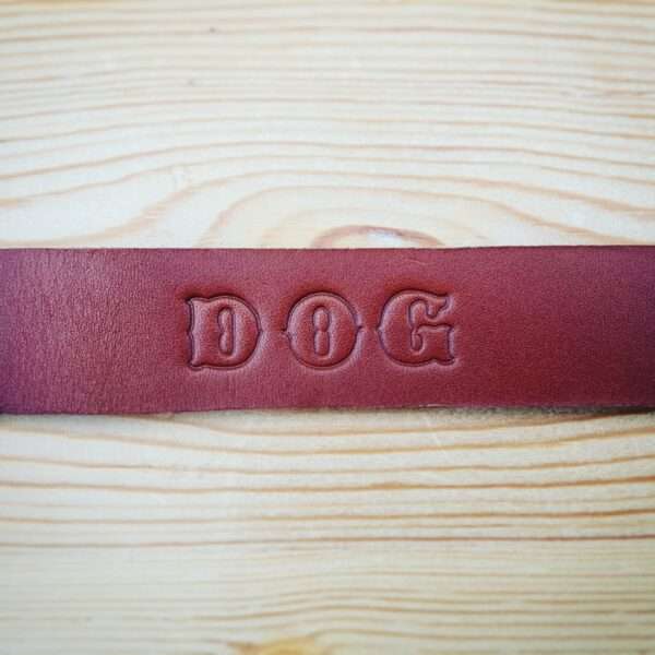 IMG 20210207 195017 461 Hand-crafted leather dog collar. Made from the finest English full grain leather. Hand-stitched. Leather colour: black, dark brown, chestnut, tan, or natural. Solid brass or nickel-plated hardware. Personalised - add your initials, dogs name, surname, postcode, or phone number.