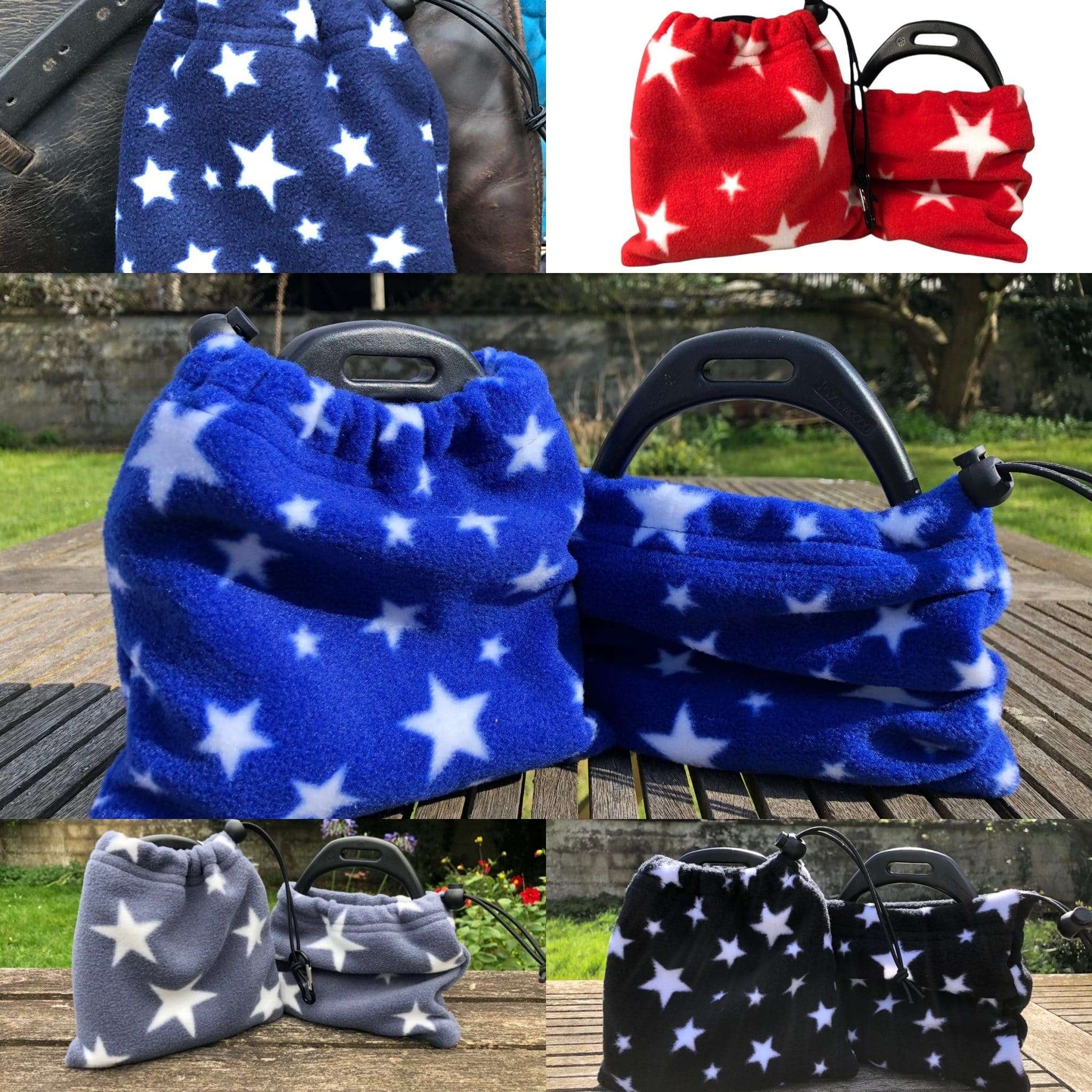 IMG 3881 scaled Fleece Stirrup Covers - Stars Help protect your saddle from dirt and scratches from the stirrups. Approx 7x7 inches Items posted within 1-3 working days. Shipped using Royal Mail 2nd Class. Back orders allow an extra 7 - 8 working days.