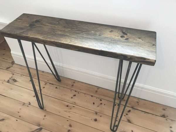 Bruntsfield - Hairpin Side table - Side Table using reclaimed scaffold boards and hairpin legs. Also known as Console/ Accent/ Foyer/ Farmhouse/ End Table - Image 4