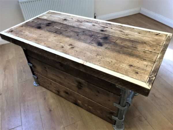 Ashwood Desk - Office Desk, Custom Made From Reclaimed Scaffold Boards with 3 Privacy Panels And Edging - Image 6