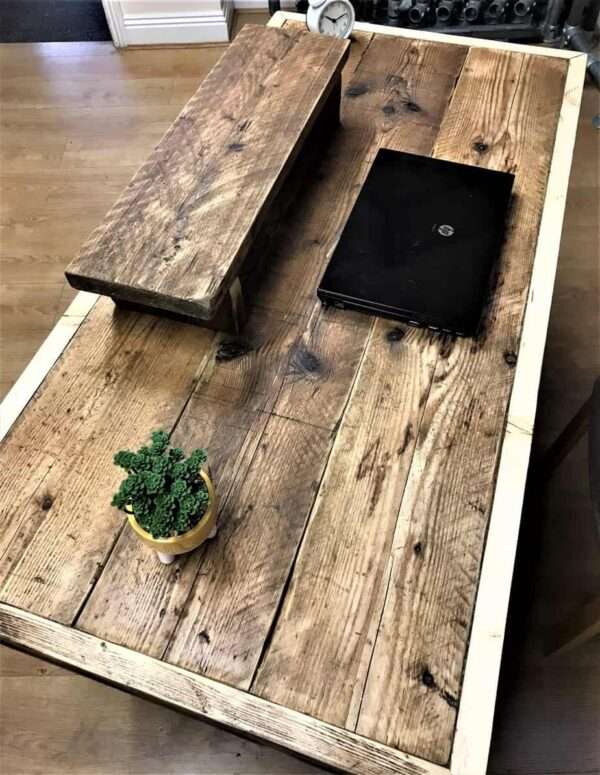 Ashwood Desk - Office Desk, Custom Made From Reclaimed Scaffold Boards with 3 Privacy Panels And Edging - Image 2