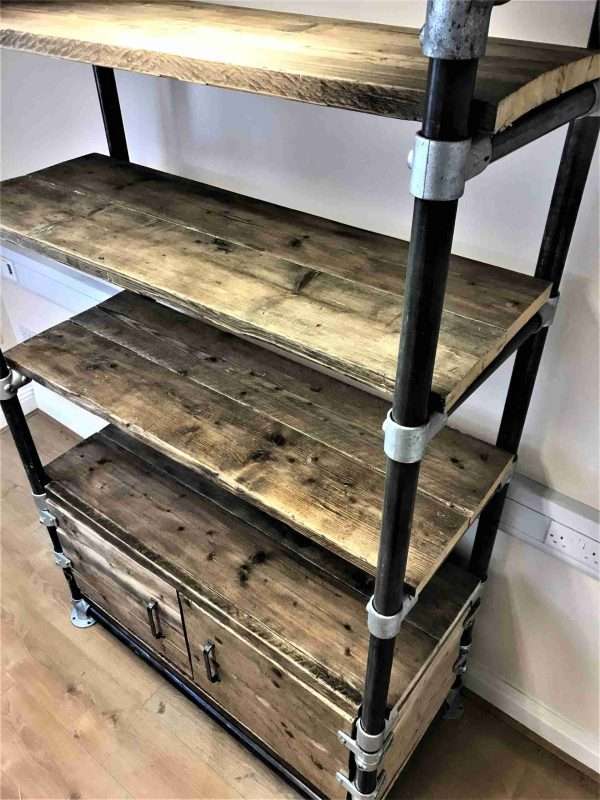 Shelving unit, Cupboard - Office Storage Unit - Using Reclaimed Wooden Scaffold Boards. - Image 3