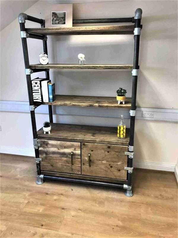 Shelving unit, Cupboard - Office Storage Unit - Using Reclaimed Wooden Scaffold Boards. - Image 5