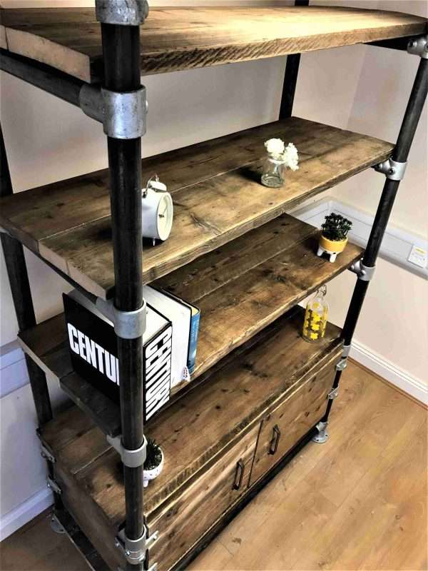 Shelving unit, Cupboard - Office Storage Unit - Using Reclaimed Wooden Scaffold Boards. - Image 6