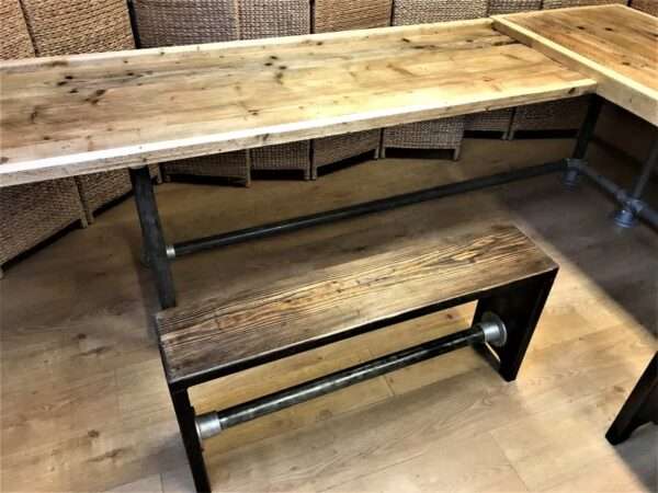 Ashwood - Industrial Scaffold Board Bench with Steel Scaffold Tube Seating - Image 3
