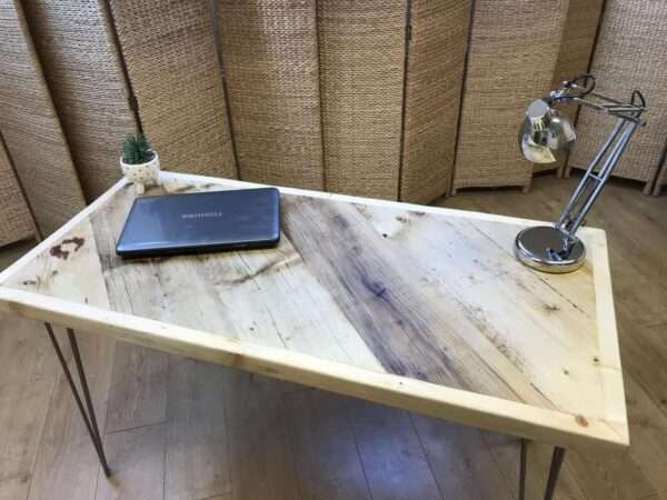 Diagonal Desk, Dining Table, Reclaimed Scaffold Boards, Hairpin Legs, Tubes - Image 2