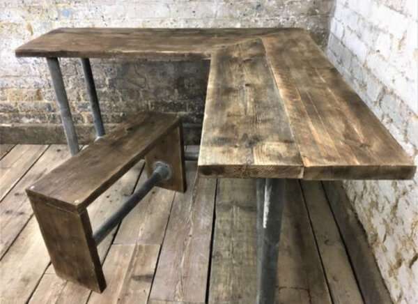 Corner Office Desk - Two Board, Custom Made From Reclaimed Scaffold Boards And Scaffold Tubes For Rustic, Industrial Look - Image 8