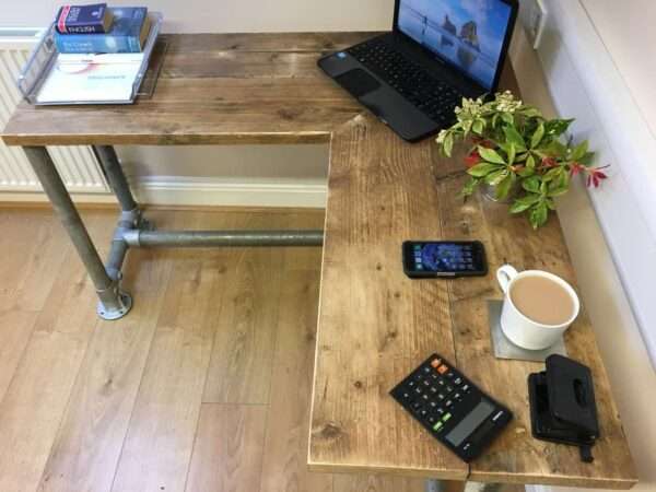 Ashwood - Corner Two board Mitre Desk - Reclaimed Scaffold Boards, NDO - Image 5