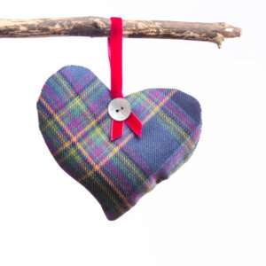 Highland Mist Tartan Scented Herb Hanging Heart