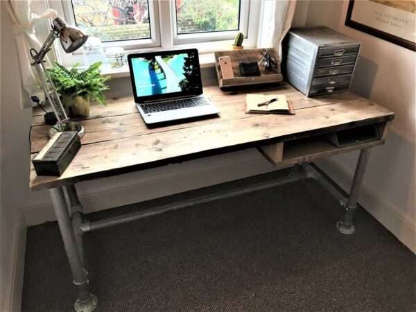 Ashwood Desk - Office Desk, Custom Made From Reclaimed Scaffold Boards For Rustic, Industrial Look - Image 2