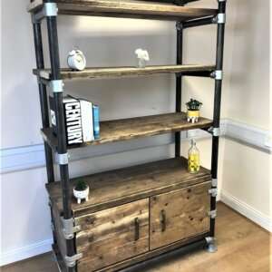 Shelving unit, Cupboard - Office Storage Unit - Using Reclaimed Wooden Scaffold Boards.