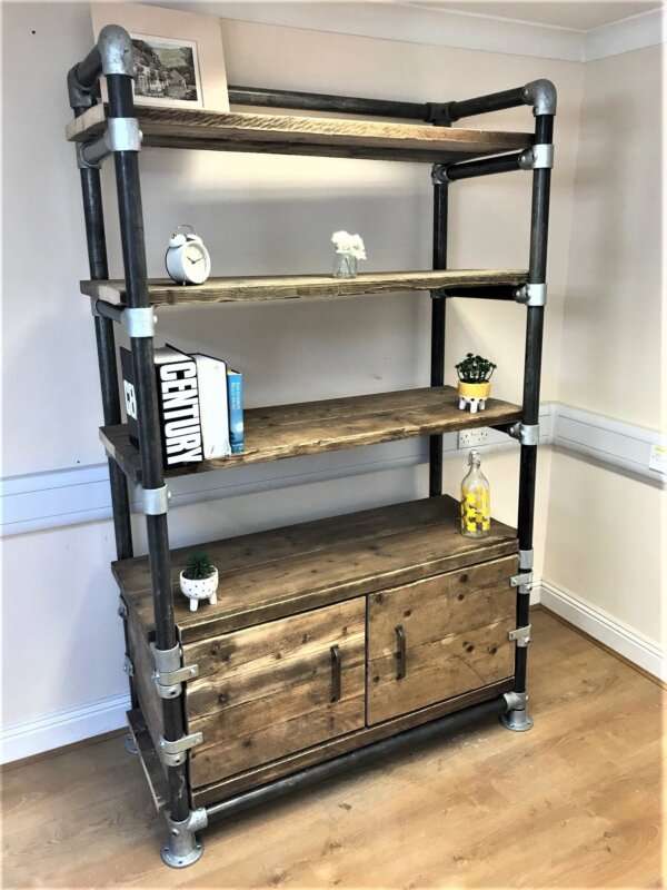 Shelving unit, Cupboard - Office Storage Unit - Using Reclaimed Wooden Scaffold Boards.