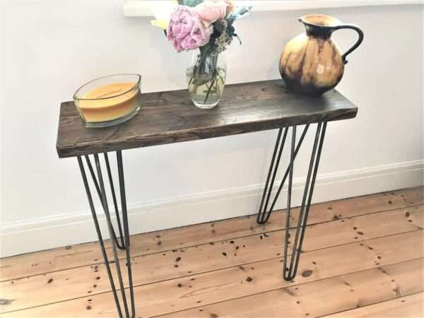 Bruntsfield - Hairpin Side table - Side Table using reclaimed scaffold boards and hairpin legs. Also known as Console/ Accent/ Foyer/ Farmhouse/ End Table