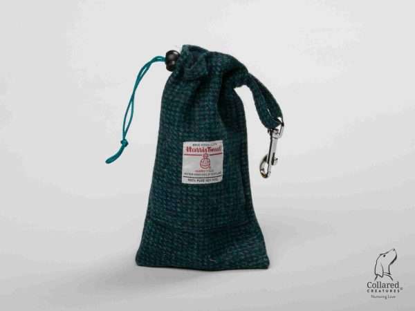 Collared Creatures Teal with a Touch of Blue Harris Tweed Luxury Dog Treat Bag