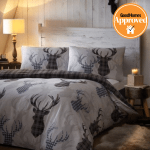 Portfolio Home Tartan Stag Grey Duvet Set Cover