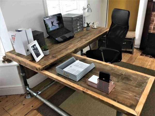 Richmond Corner Desk Office Desk, Custom Made From Reclaimed Scaffold Boards For Rustic, Industrial Look - Image 3