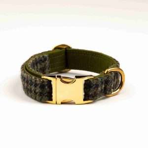 Collared Creatures Autumn Houndstooth Harris Tweed Dog Collar