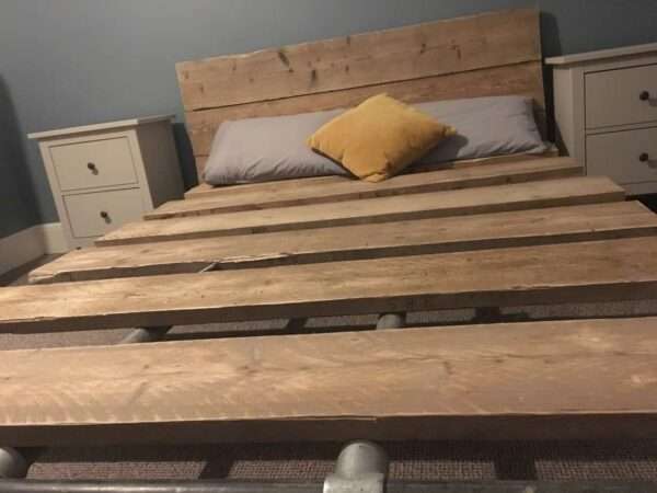 Bevendean - Bed - using reclaimed industrial steel and scaffold board wood - Image 9