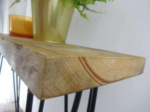 Bruntsfield - Hairpin Side table - Side Table using reclaimed scaffold boards and hairpin legs. Also known as Console/ Accent/ Foyer/ Farmhouse/ End Table - Image 6