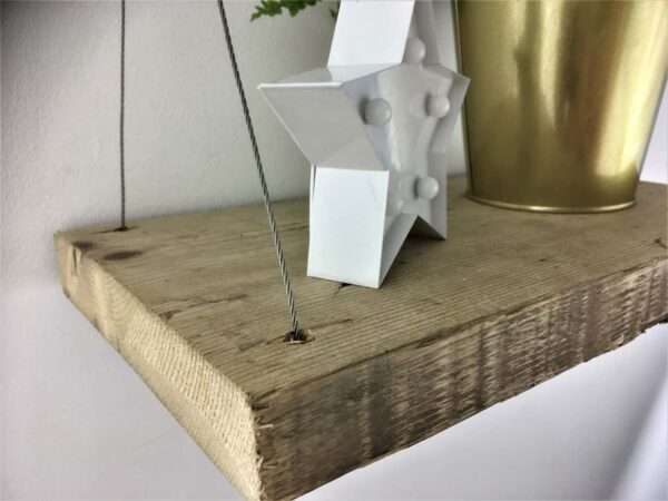 Oakridge mini shelf - Hanging Shelf Made From Reclaimed Scaffold Boards - Hanging Rope Shelf - Plant Shelf - Mini Shelf - Image 9