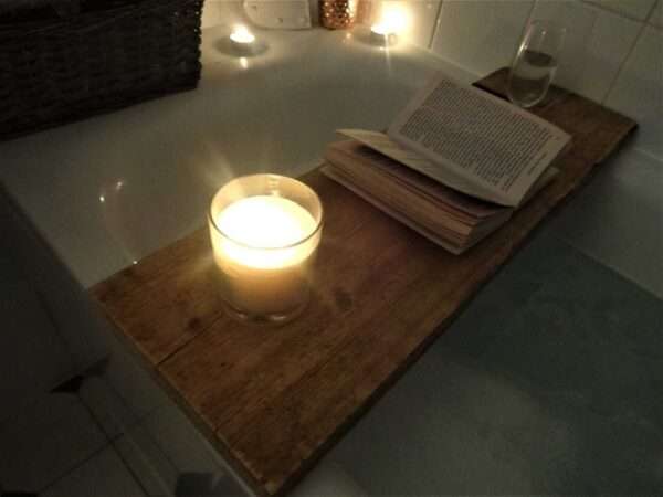 Oakridge Bath Tray - Bath Caddy - Wooden Bath Shelf - Bath Board - Scaffold Board tray with wine holder - Image 5